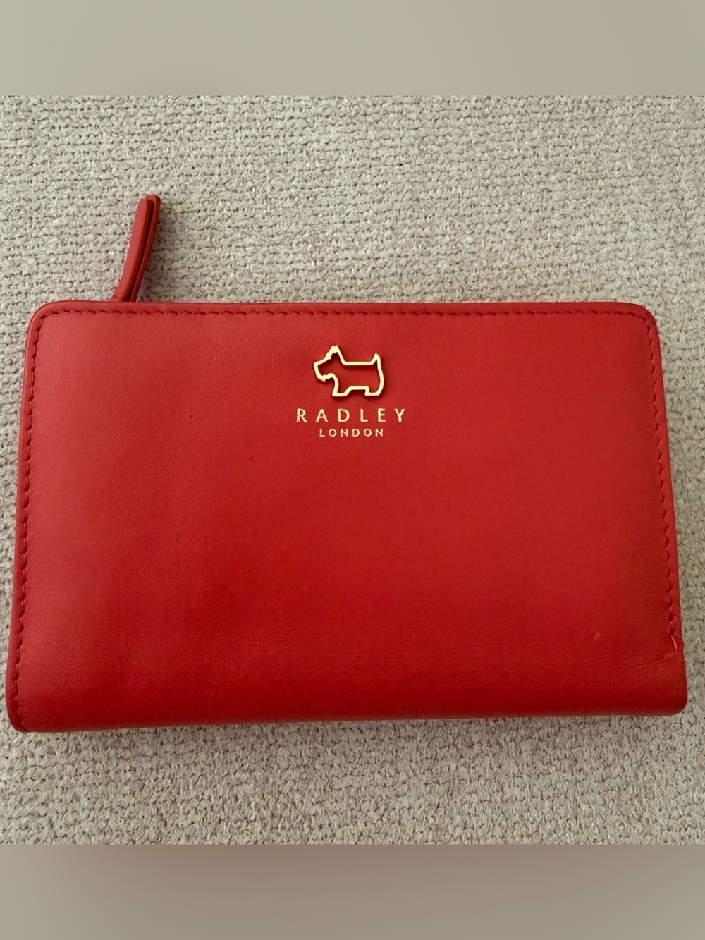 RADLEY LONDON Red Leather Zip-Around Wallet with Gold Logo
